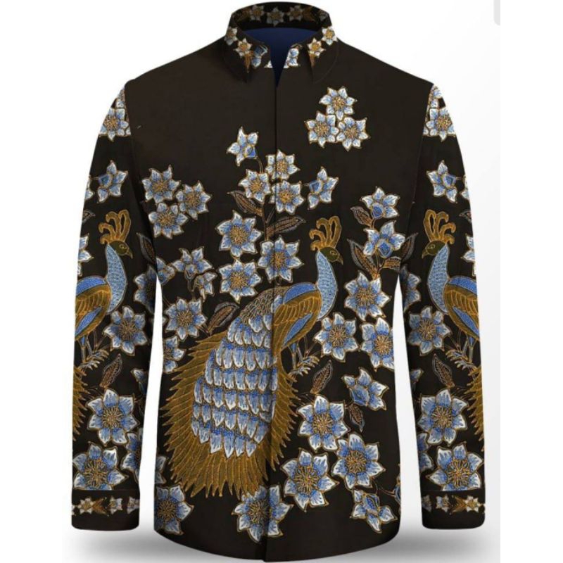 kain batik tulis pria bahan katun motif merak macan burung naga. am