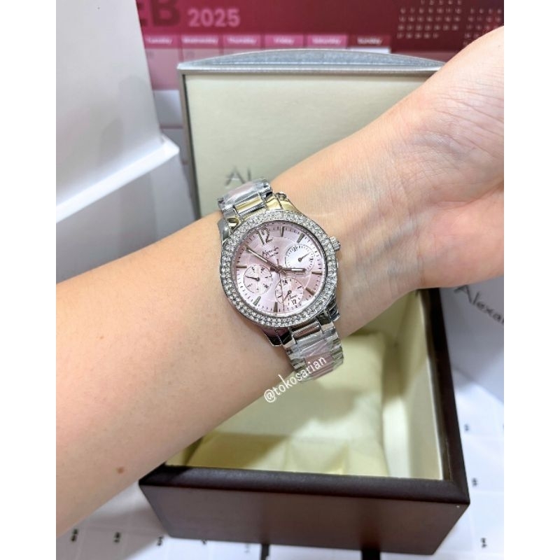 Alexandre Christie Original AC 2463 BF Rantai Keramik Permata Mewah Untuk Wanita