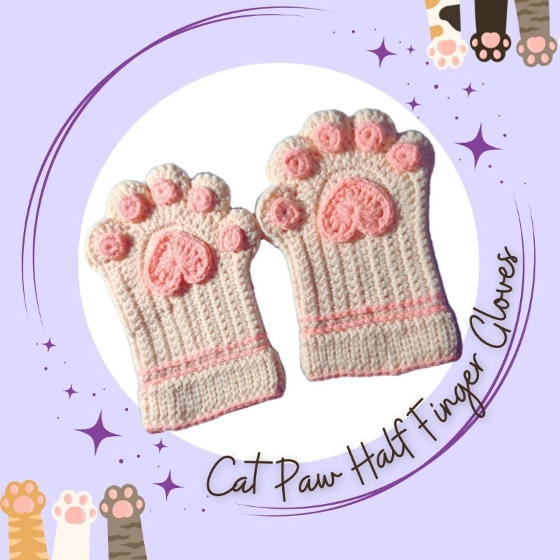 [B'CROCHET] CAT PAW HALF FINGER GLOVES