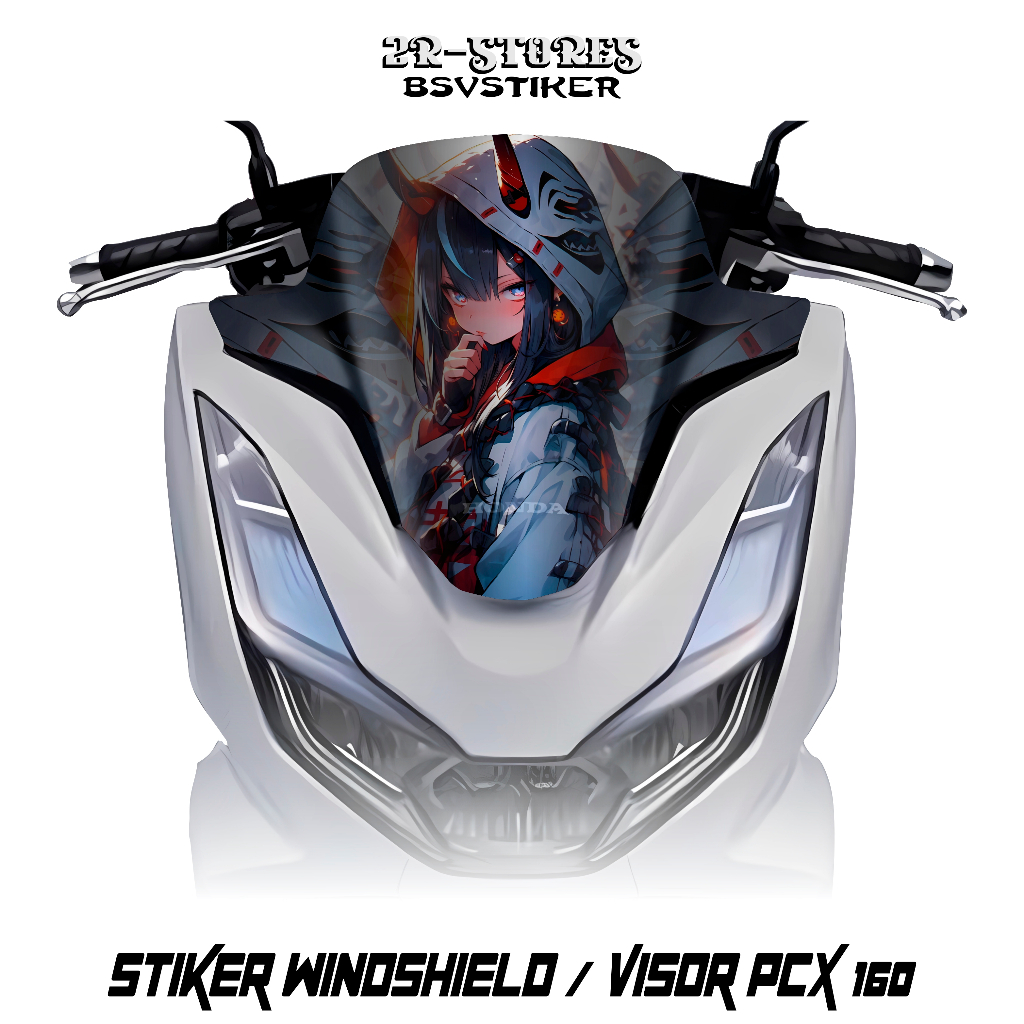 Stiker Visor / Windshield Honda Pcx New 160 Motif Gamba Anime(1) / Stiker Visor Pcx 160