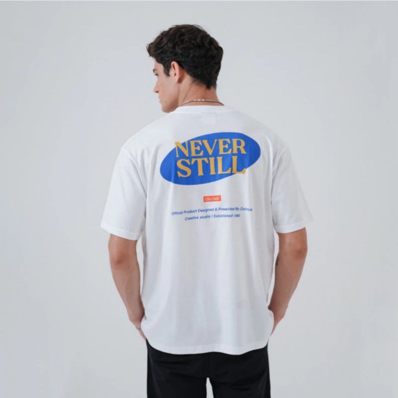 Celcius Never Still Tshirt Distro Putih Kaos Pria Wanita