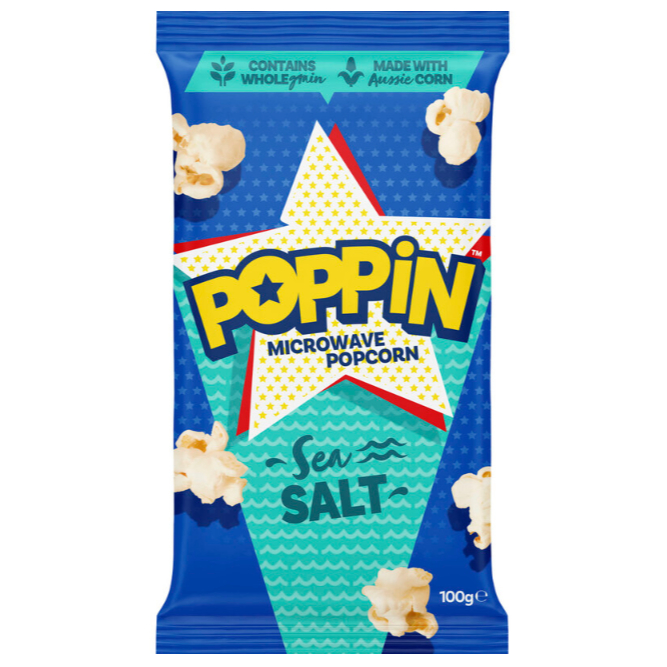 

Poppin Microwave Popcorn Sea Salt | 100g