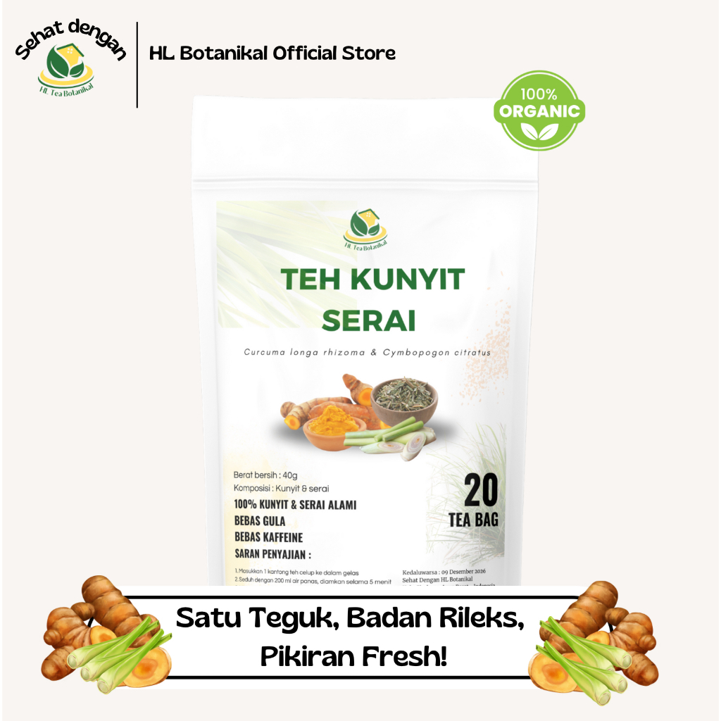 

HLBotanikal : Minuman Instan Herbal Rimpang Kunyit Serai alami 100% membantu menjaga stamina tubuh Detoks lambung sinositis isi 20 Kantong