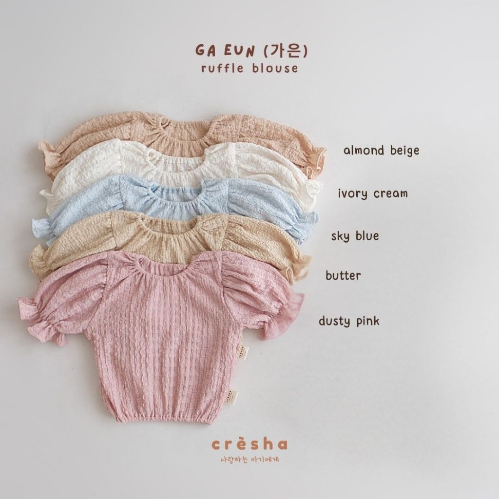 Cresha - Ga Eun Ruffle Blouse | Atasan Anak Perempuan Korean Style | Baju Anak Perempuan