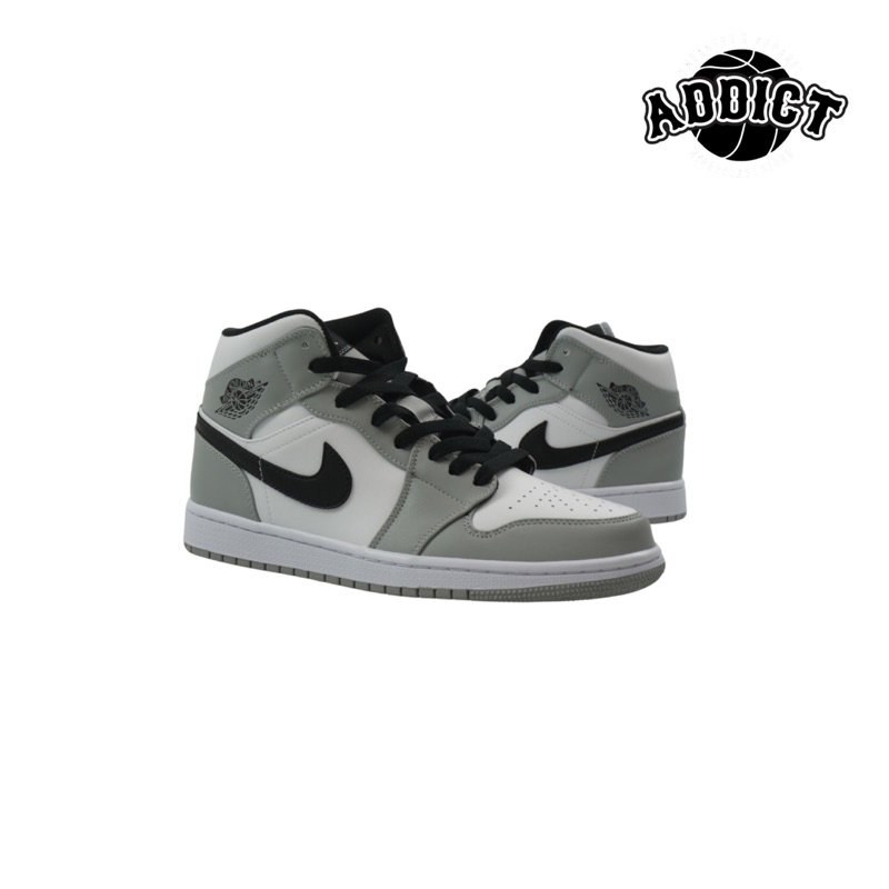 Aj 1 Mid Light Smoke Grey - Light Smoke Grey Black White