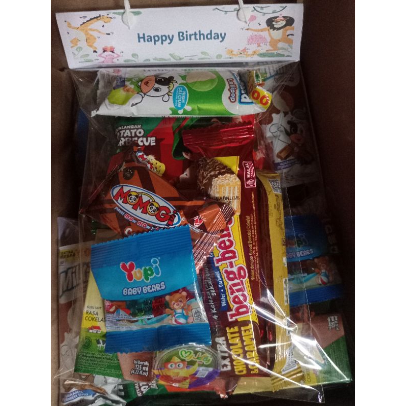 

bingkisan hampers snack enak susu ulang tahun tas jinjing