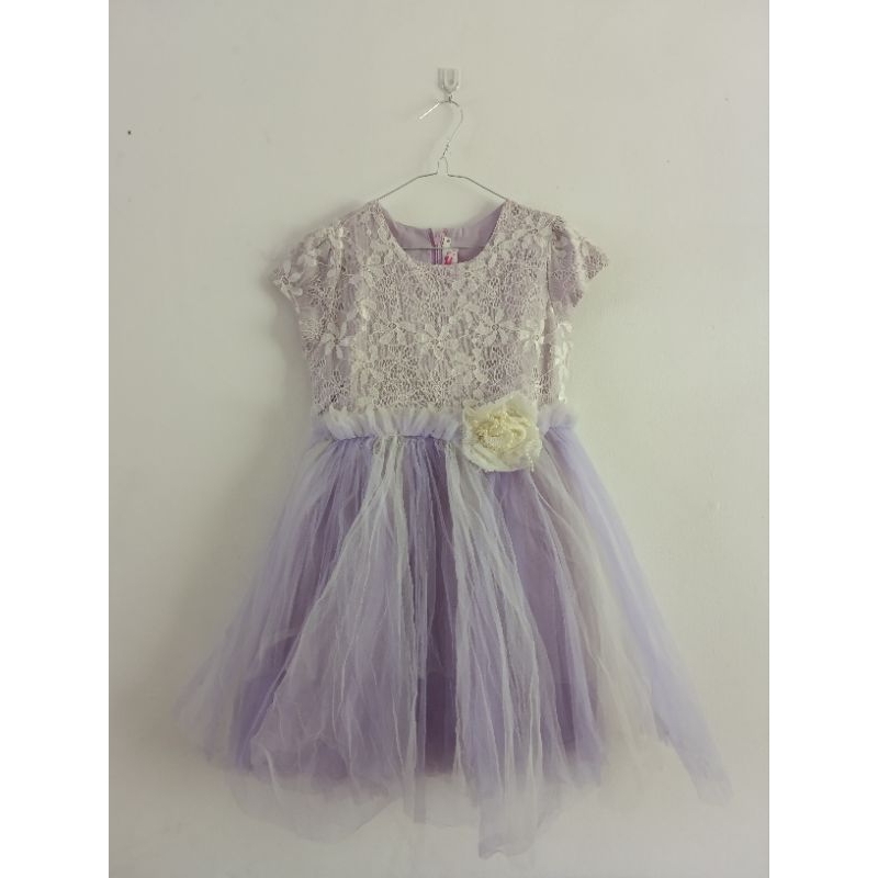dress ungu party gown baju anak perempuan