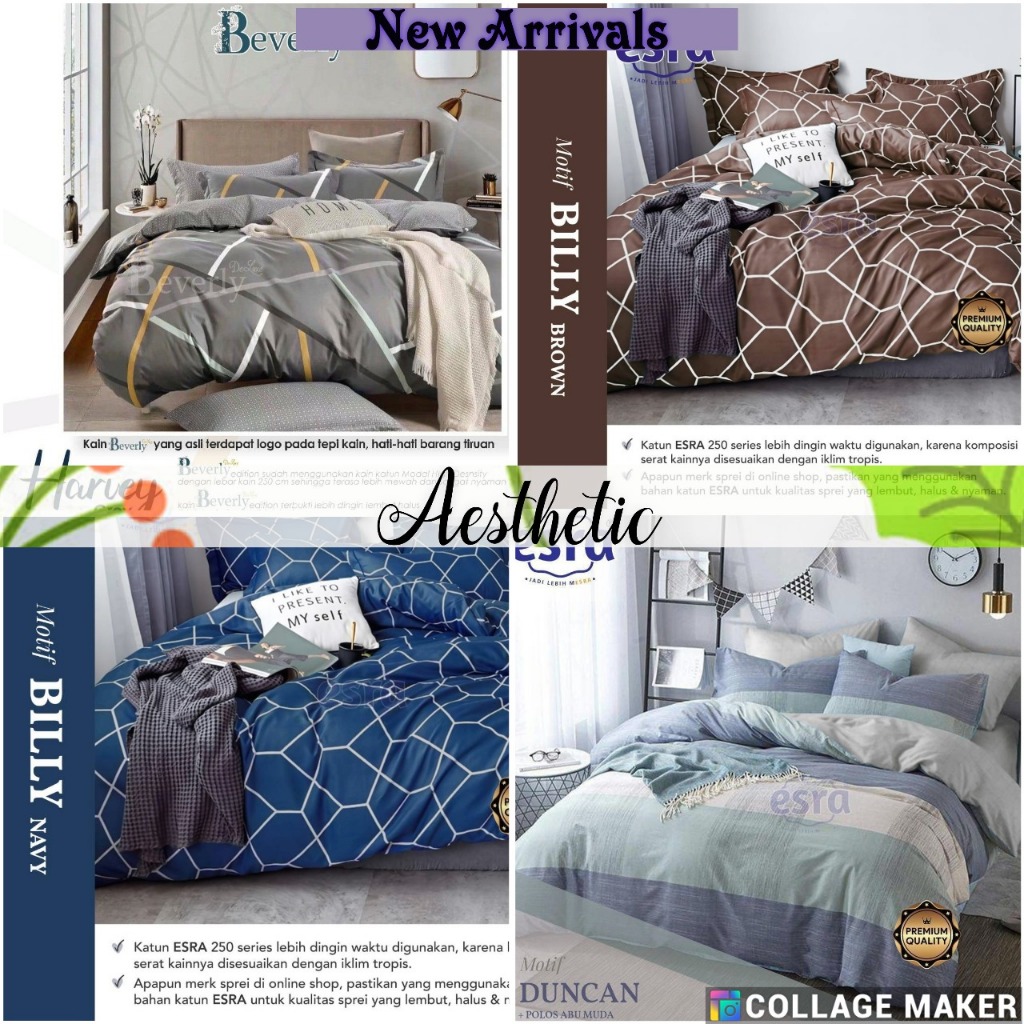 Sprei Set Motif Sprei Set Aesthetic Katun Cvc Premium Star Esra Beverly Motif Daun Leaf Bunga Garis