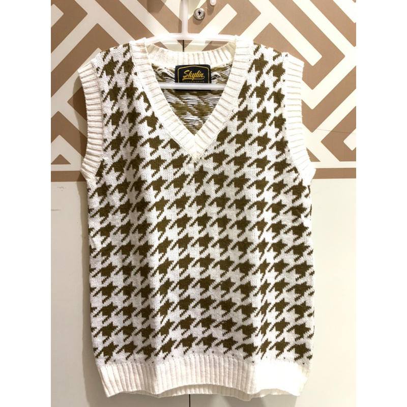preloved vest houndstooth