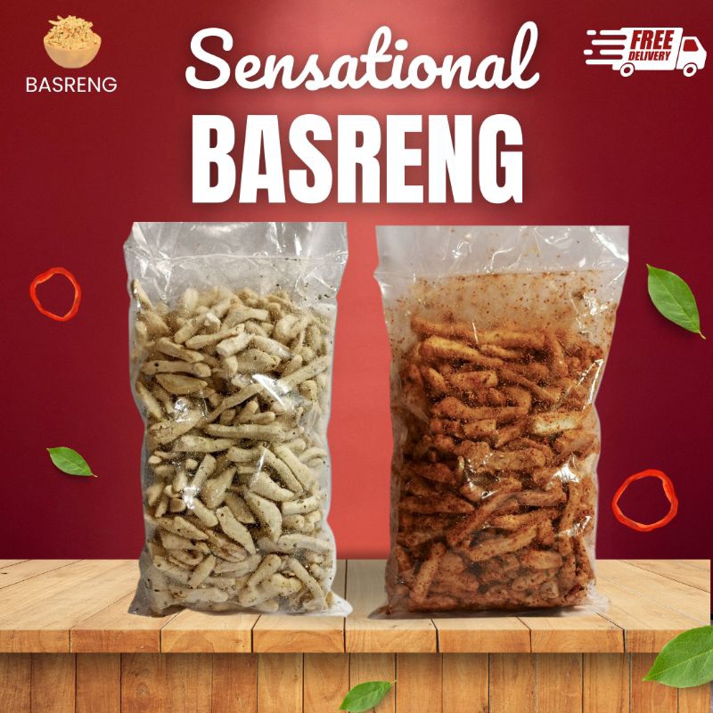 

1Kg Stik Basreng Mix 500Gram Original & 500gr Pedas Daun Jeruk Sensational Baso Goreng Renyak Kriuk Cemilan Snack