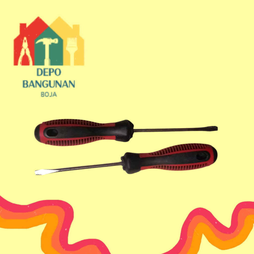 Obeng Minus Tanggung Gagang Karet / Obeng Minus / Obeng