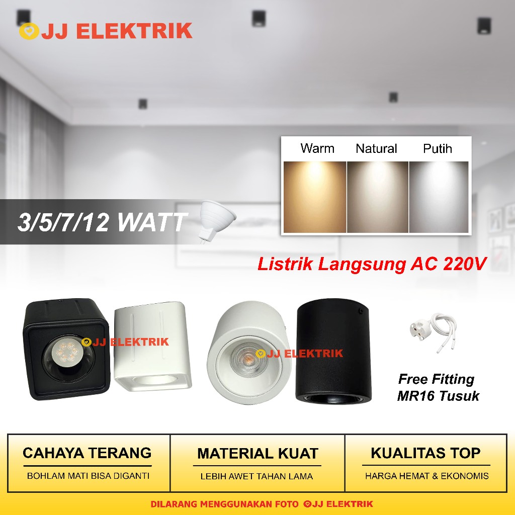 Lampu Spotlight MR16 Tempel Plafon 3W 5W 7W 12W - Downlight Outbow LED