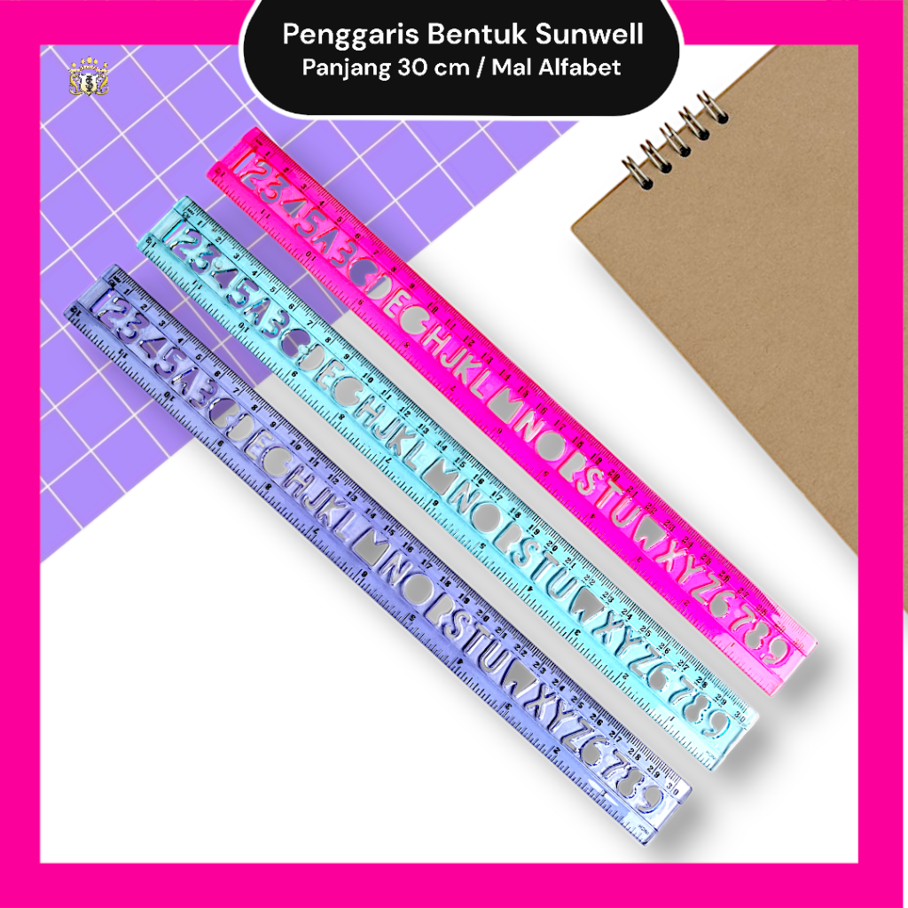 

Penggaris Sunwell Bentuk / Mal / Sablon Alfabet (Huruf) dan Angka 30 cm untuk Sekolah / Serbaguna