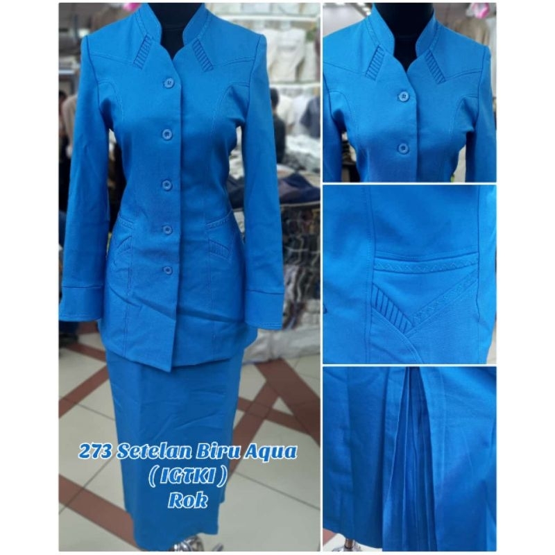 Setelan Biru Aqua (IGTKI) Rok.Seragam biru aqua IGTKI bahan semiwol grasela premium tebal dan lembut