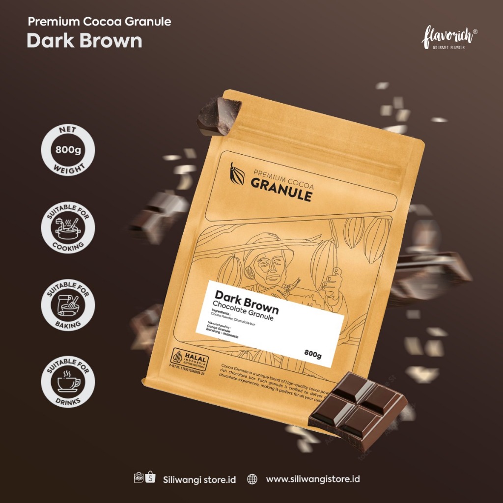 

Cokelat Bubuk PREMIUM COCOAGRANULE DARK BROWN 800gr.