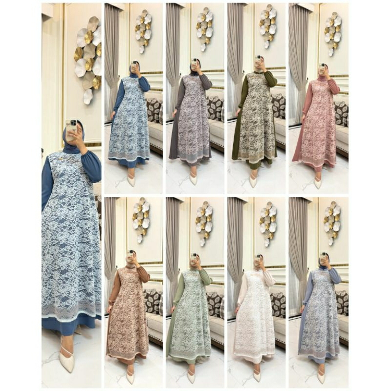 GAMIS ANISA/KHALISA DRESS/GAMIS RAYON MIX BROKAT/GAMIS LEBARAN 2025/GAMIS BRUKAT MEWAH//GAMIS JUMBO