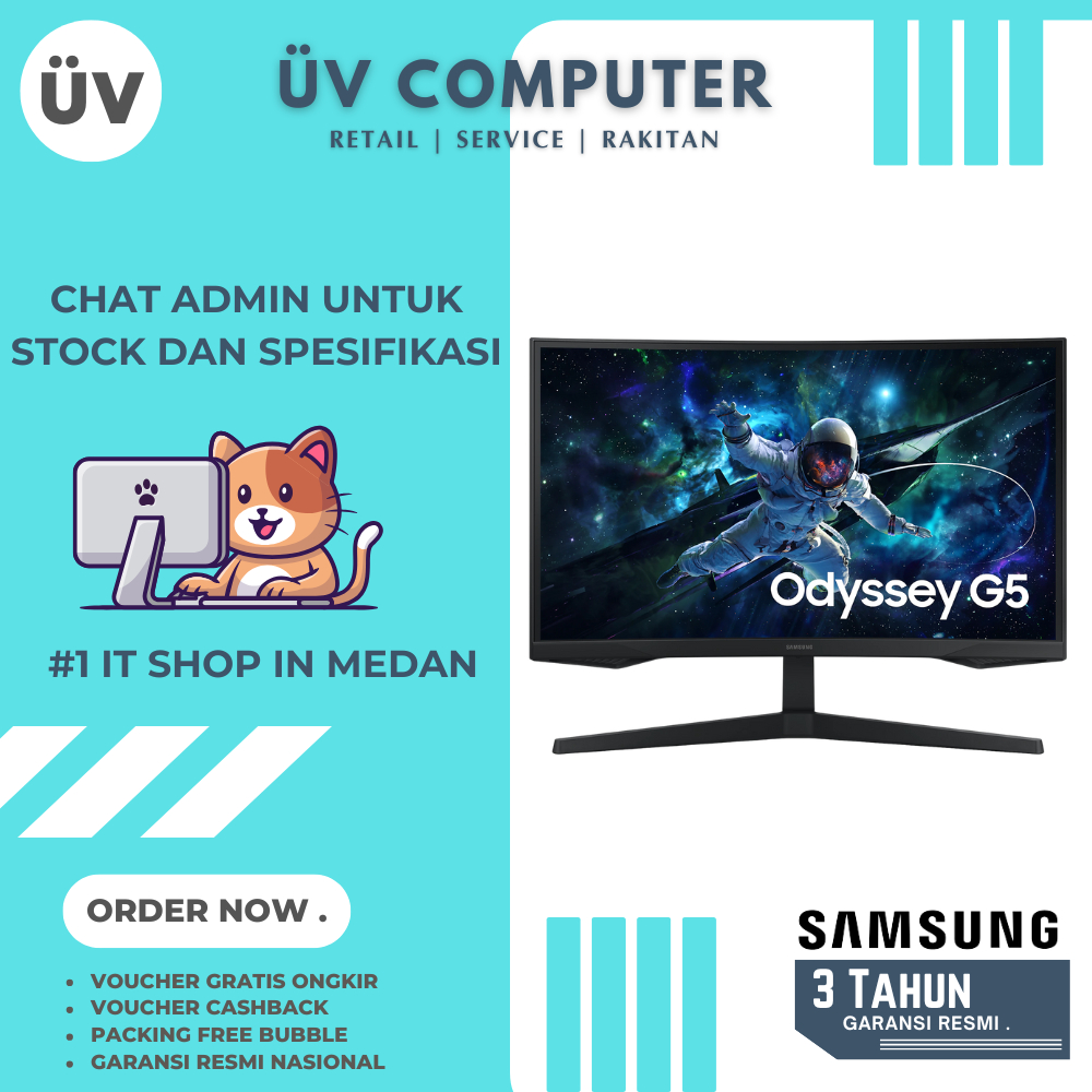 Monitor LED LCD SAMSUNG LS32CG552EEXXD ODYSSEY G5 | Curved | 32" inch | QHD | Panel VA | 1ms 165Hz |