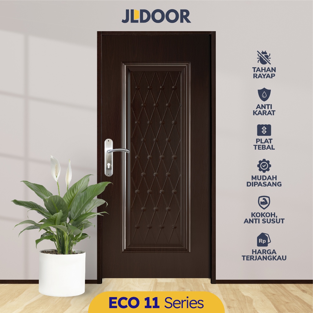 JLDOOR Pintu Baja Ringan Minimalis (ECO 11 Walnut)