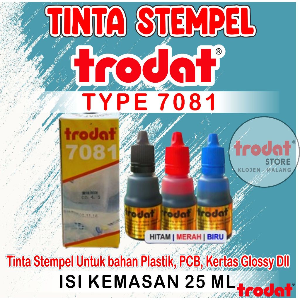 

Tinta TRODAT 7081 , Tinta Stempel Untuk bahan Plastik, PCB, Kertas Glossy Dll