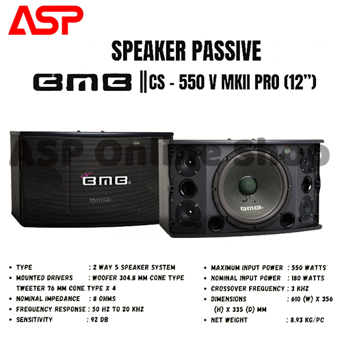 BMB CS 550 V MK II PRO Speaker Passive 12 Inci Speker Pasif Karaoke Salon Karoke