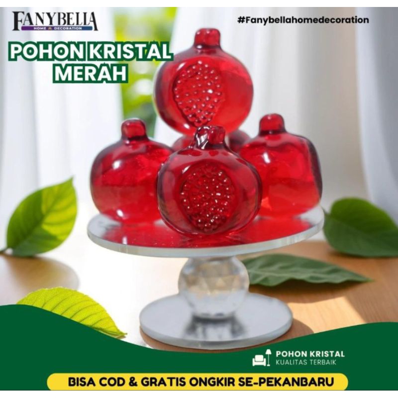 Pajangan Kristal Pohon Kristal buah MERAH APEL Buah Dekorasi Rumah Import