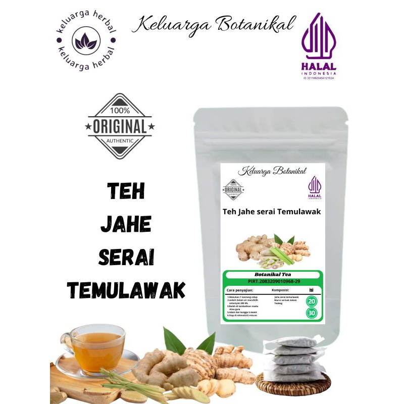 

Keluarga Botanikal Teh Jahe Serai Temulawak isi 30 kantong teh siap seduh Tea and Tisane
