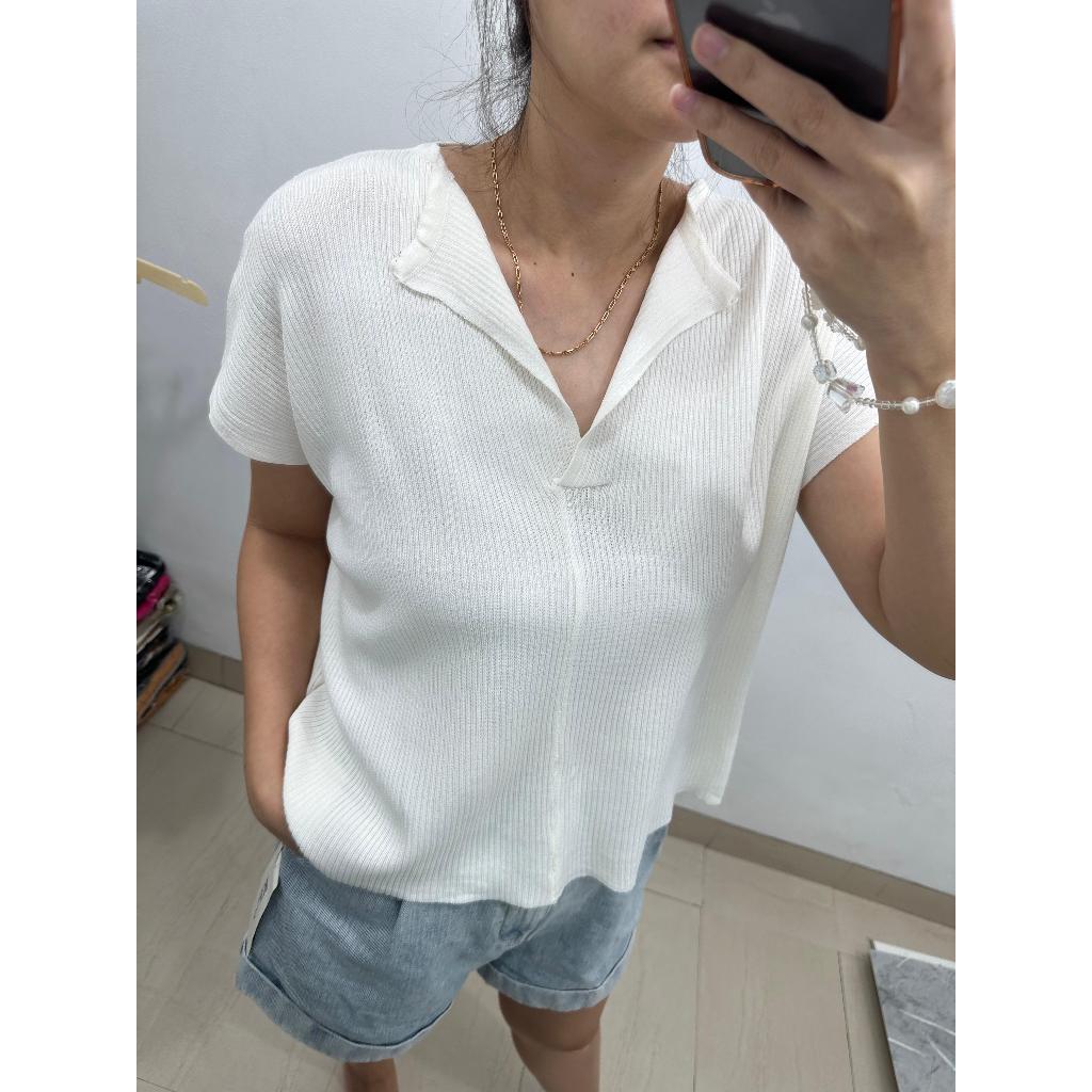 (VZ) Atasan V-neck Knit Loose - Blouse Wanita) Atasan V-neck Knit Loose - Blouse Wanita