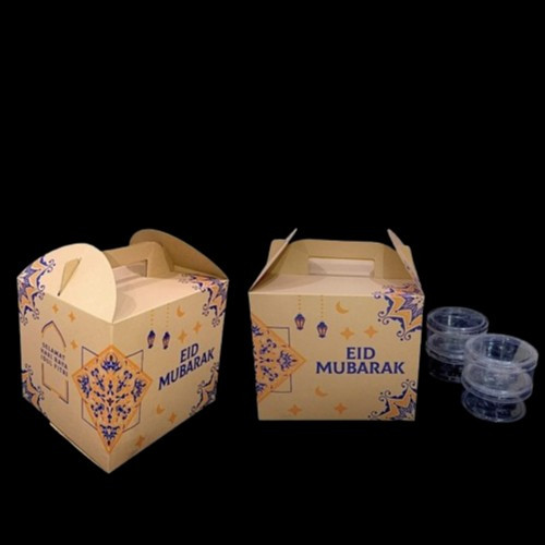 

5 Pcs Kardus Jinjing Kue Kering Lebaran Box Hampers Cookies Idul Fitri Motif Biru Lentera Size 30x26x26 cm