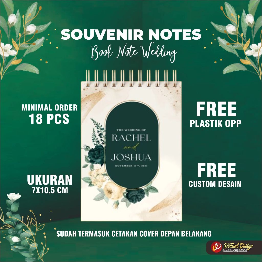 

Notebook A7 / Souvenir print cetak notes | Souvenir block notes ulang tahun | Custom ukuran A7 (7*10.5cm) 40 lembar(80 halaman) wedding, usaha, sekolaah, seminar dll