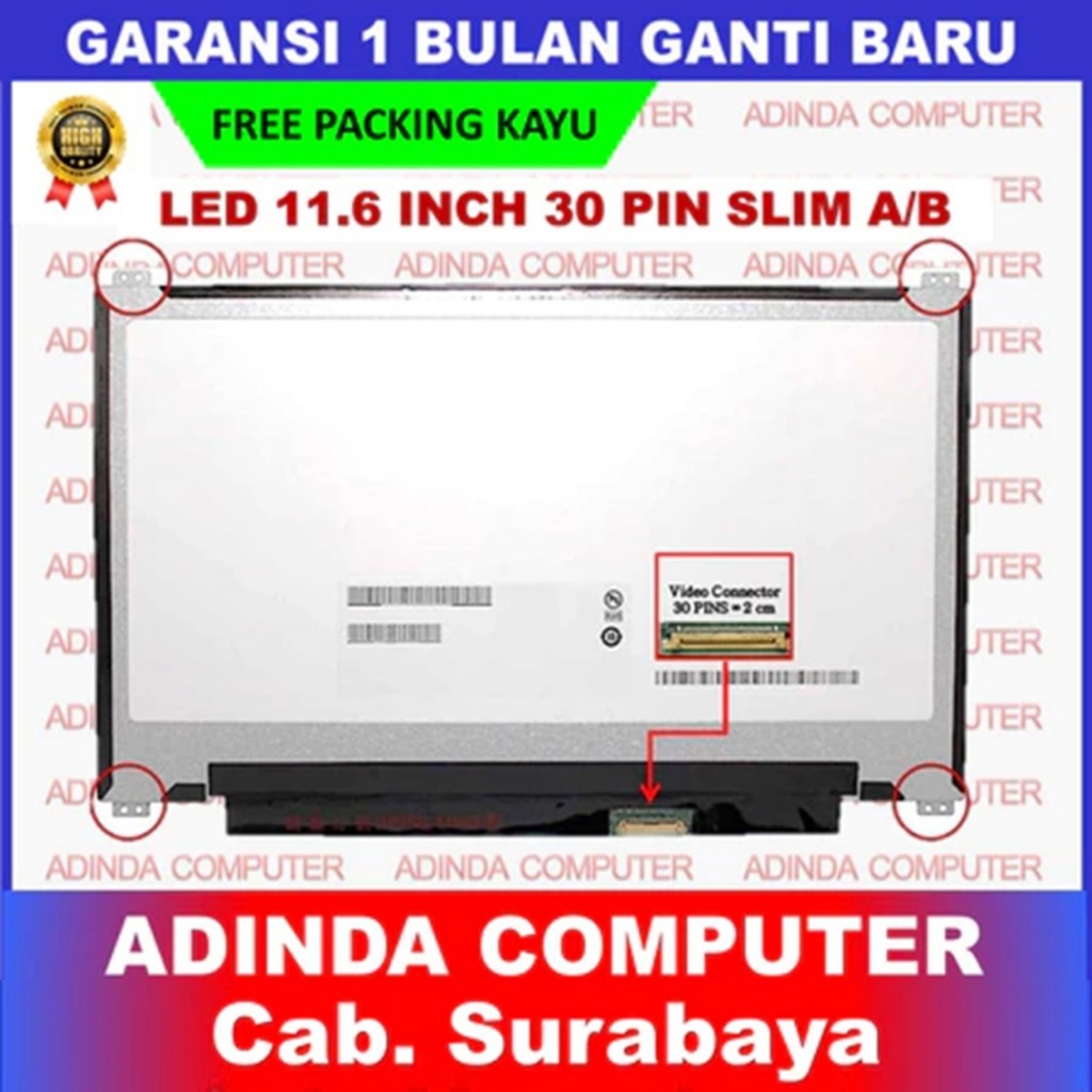 LCD LED Toshiba 11.6 Inch 30 Pin Atas Bawah