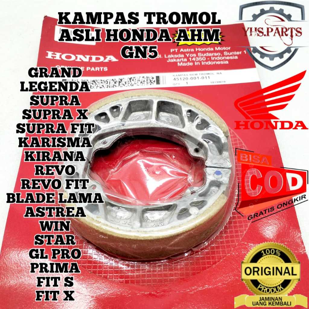 ASLI ORIGINAL KAMPAS REM TROMOL BELAKANG HONDA AHM GRAND ASTREA STAR WIN PRIMA SUPRA X FIT KARISMA