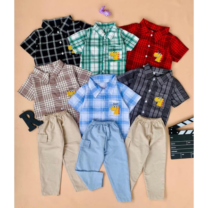 Baju anak laki-laki/kemeja kotak-kotak anak/baju lebaran
