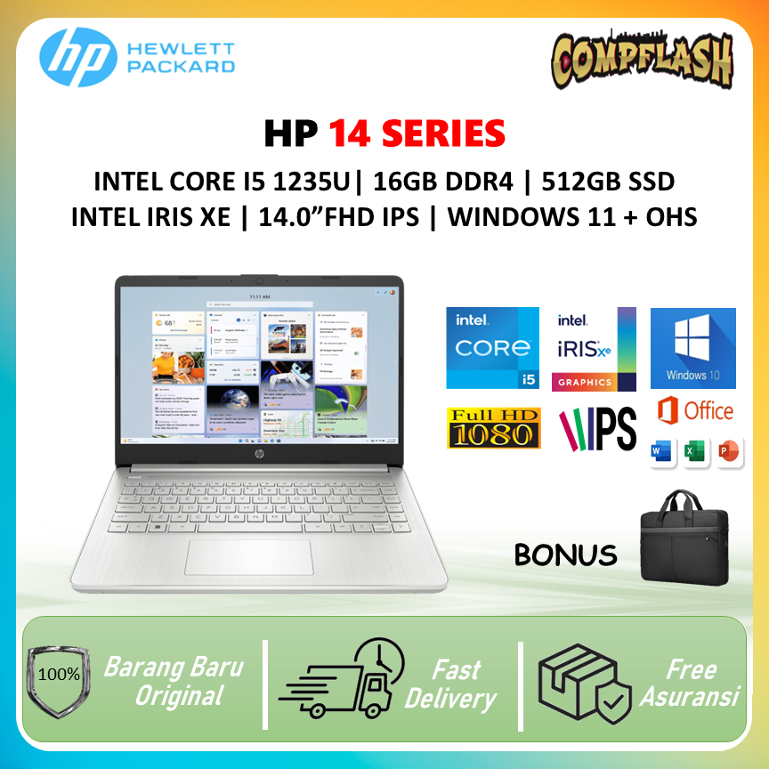 HP 14S DQ5152TU INTEL CORE i5 1235 RAM 16GB 512GB SSD WINDOWS 11+OHS 14.0 FHD IPS