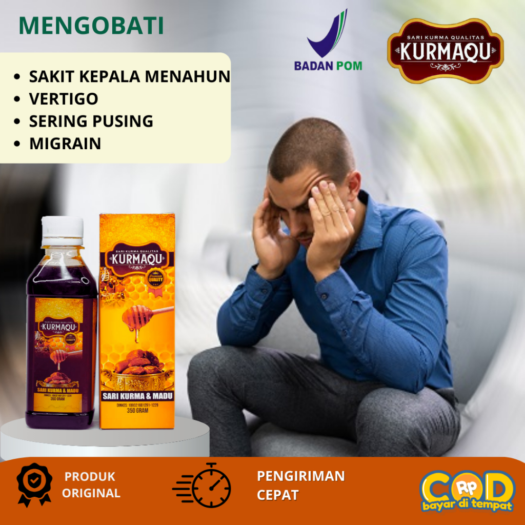 Obat Vertigo Herbal Pusing Sakit Kepala Menahun Pusing Berat Herbal Kurmaqu Sari Kurma & Madu