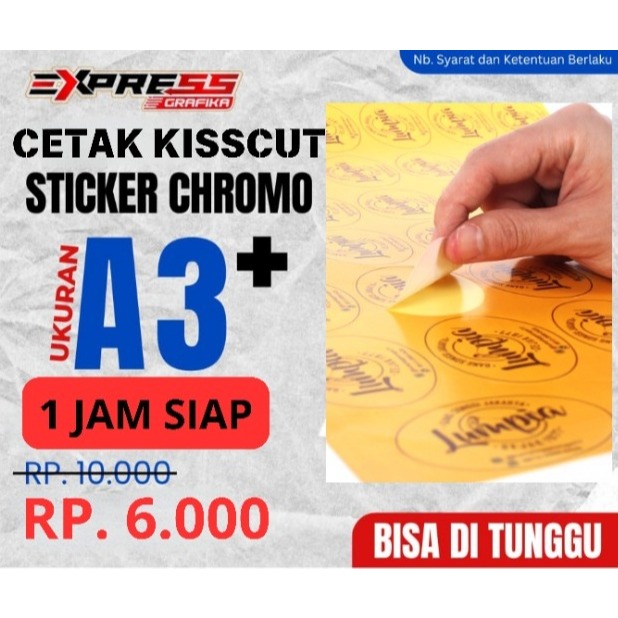 

STIKER LABEL CHROMO (TIDAK TAHAN AIR) KEMASAN A3+ POTONG GANTUNG (KISS CUT )