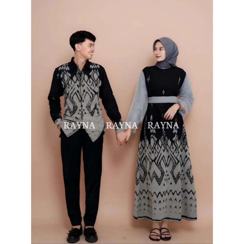 SET PAKAIAN COUPLE TENUN BAJU MUSLIM GAMIS GAUN KEMEJA TENUN DRES TENUN RAYNA ETHNIC COUPLE PASANGAN