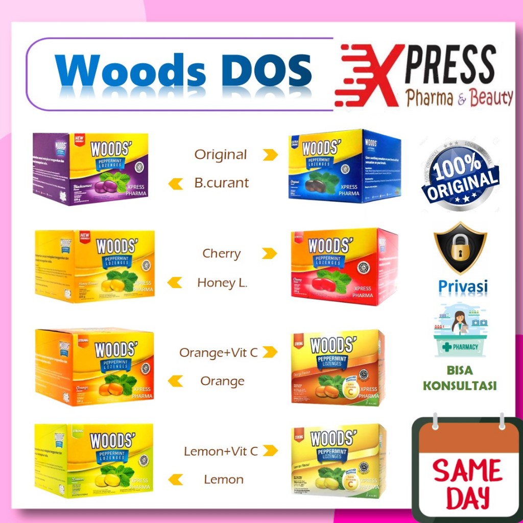 

⚡XPRESS⚡ DOS Permen Woods - Pelega Tenggorokan Wood Lozenges Peppermoint Wods Dus Box Boks