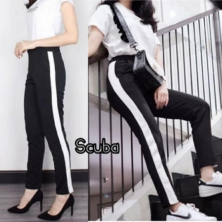 CELANA PANTS LIST SCUBA/PANTS LIST/CELANA SCUBA LIST PUTIH /HITAM TERBARU 2024