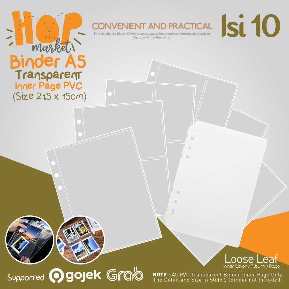 

Sleeve Pocket A5 isi 1 for 6 Ring Album Binder Notebook Diary Photocard Idol KPOP Instax Foto Lomo Card Holder Ukuran A 5