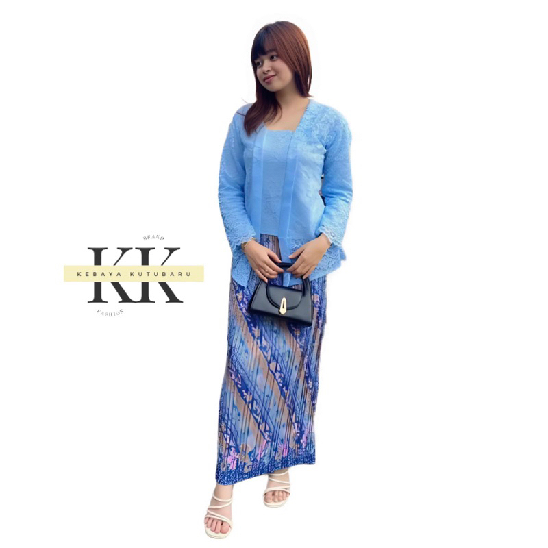 Kk kebaya setelan kebaya kartini brukat kutubaru full puring mix rok plisket / plus rok lilit / untu