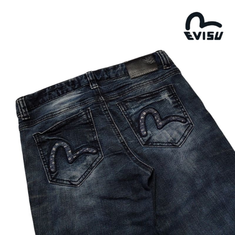 Jeans denim fading evisu not selvedge skinny fit not regular straight baggy