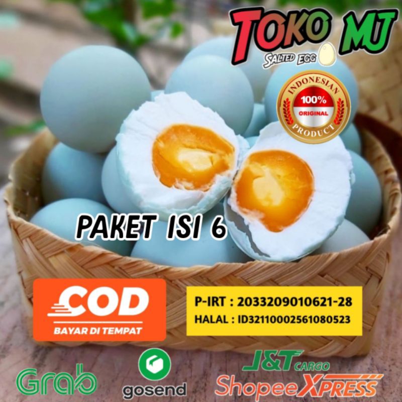 

Paket telur asin isi 6 / telur asin rebus / telur asin