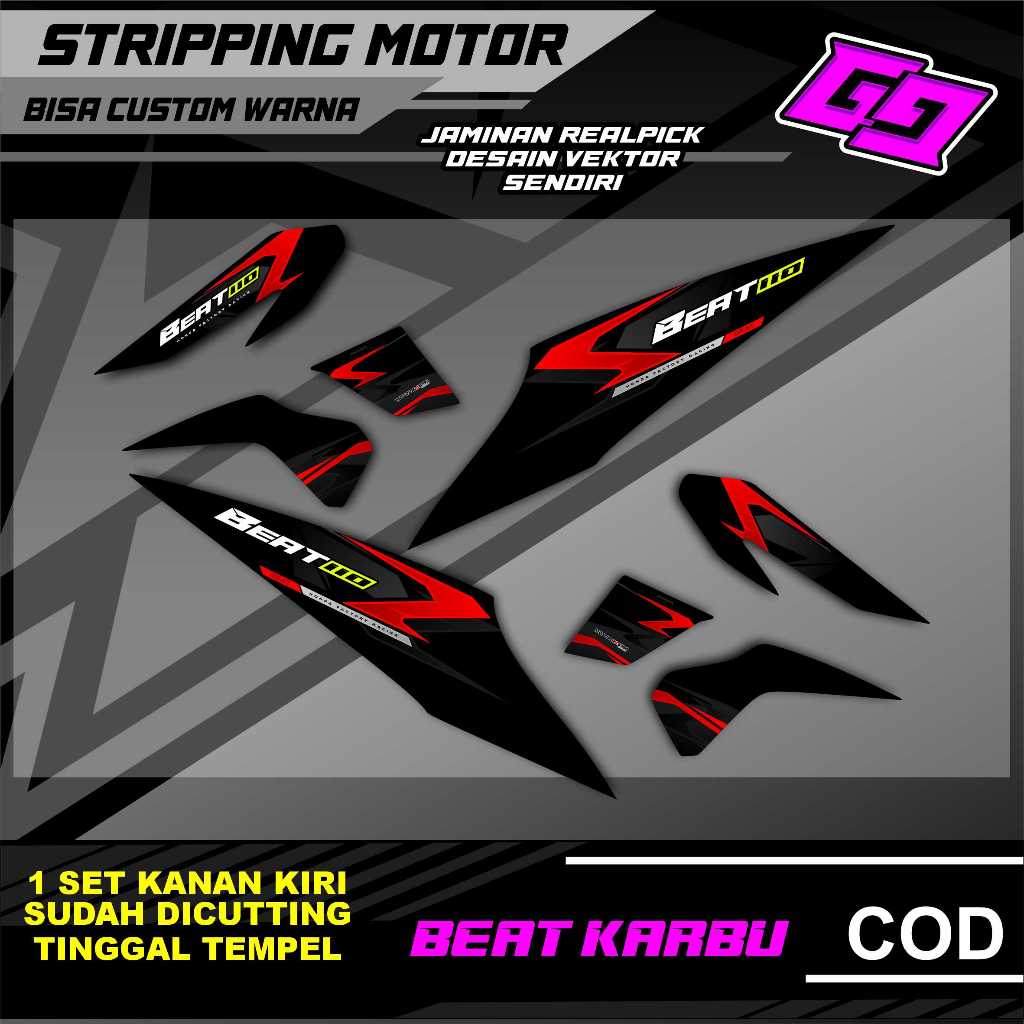 STRIPPING SIMPEL HONDA BEAT KARBU TEMA SIMPEL 7 SUDAH DI CUTTING TINGGAL TEMPEL