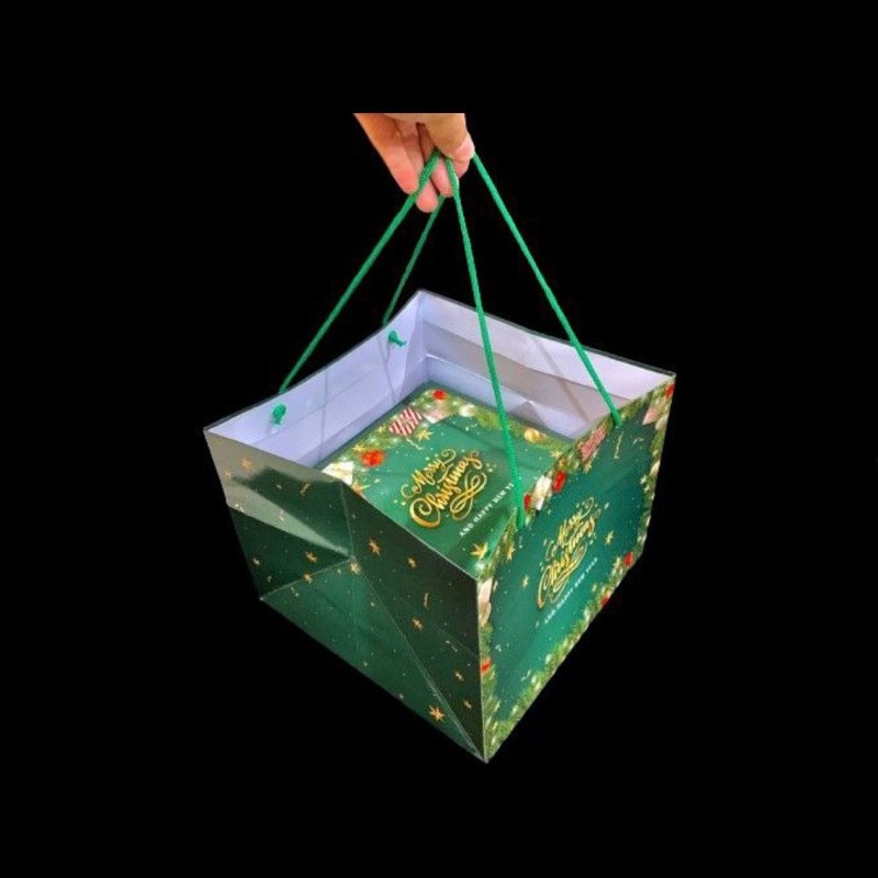 

1 Pack Isi 3 Pcs Paper Bag Christmas Tas Parcel Motif Hijau Natal Ukuran 25x25x20cm Muat Box Ukuran 22cm