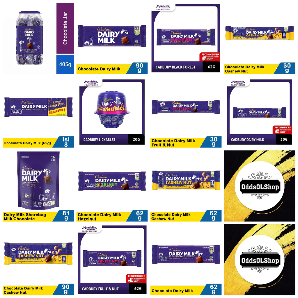 

pekanbaru / Cadbury Dairy Milk Cokelat / varian size / kemasan / ukuran