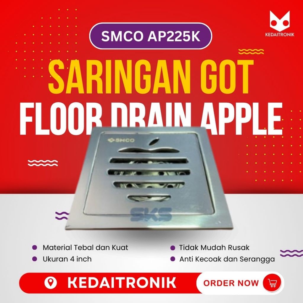 SMCO Saringan Got Floor Drain Stainless Apple Buangan Air