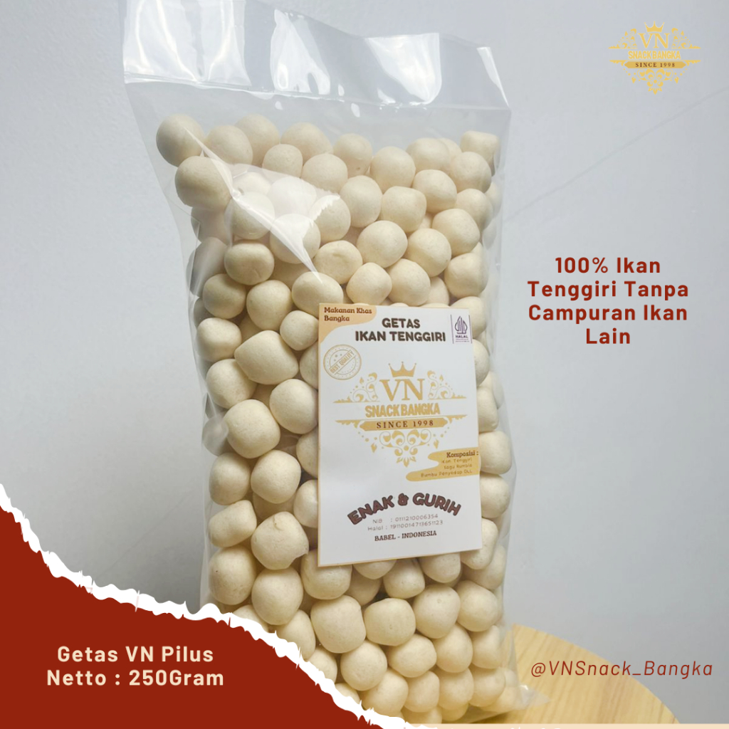 

Getas Super Ikan Tenggiri VNSnack Pilus - Getas Asli Bangka 250Gram