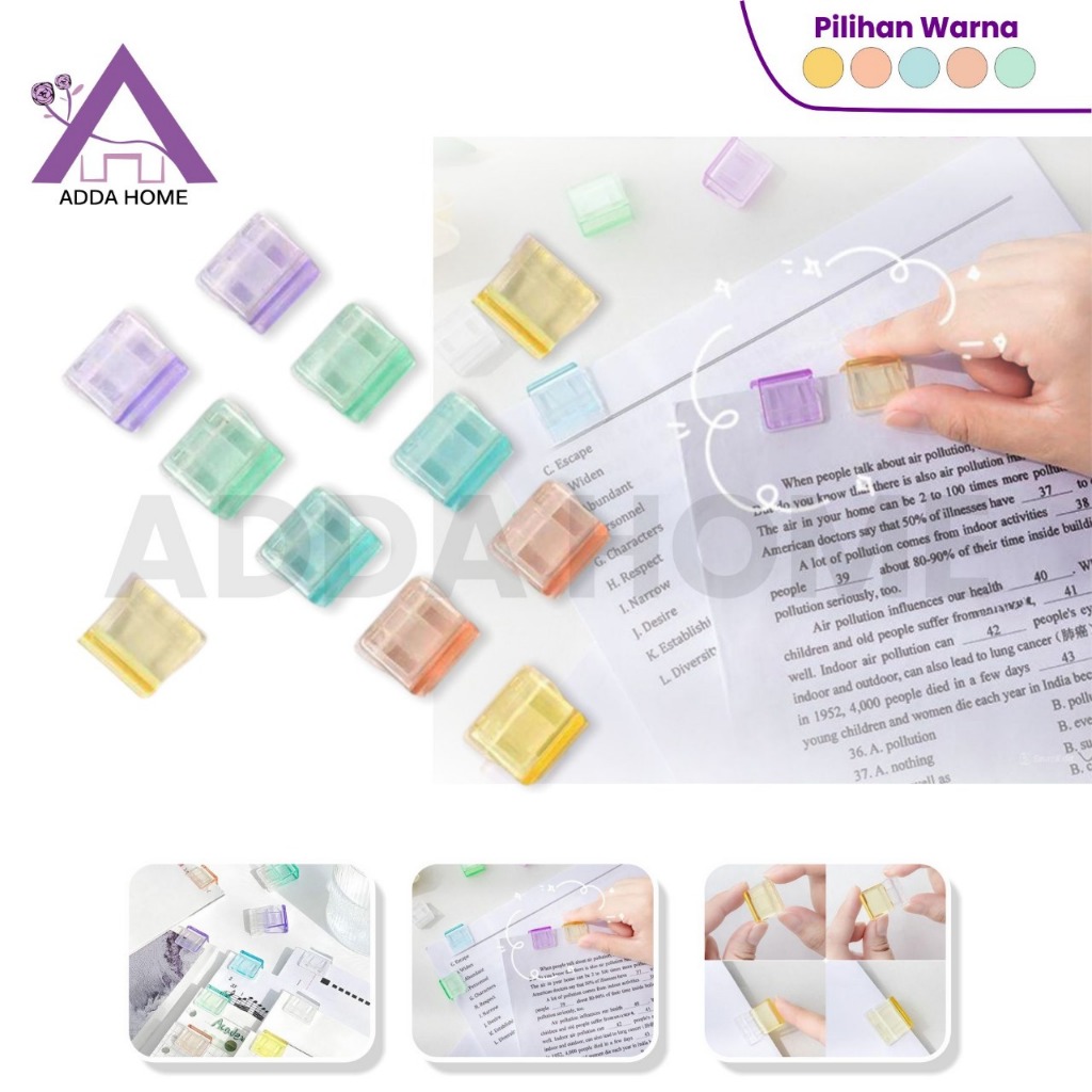 

Klip Penjepit Kertas Dokumen Aesthetic Transparant ATK 1 Set Isi 5 Pcs Warna Random