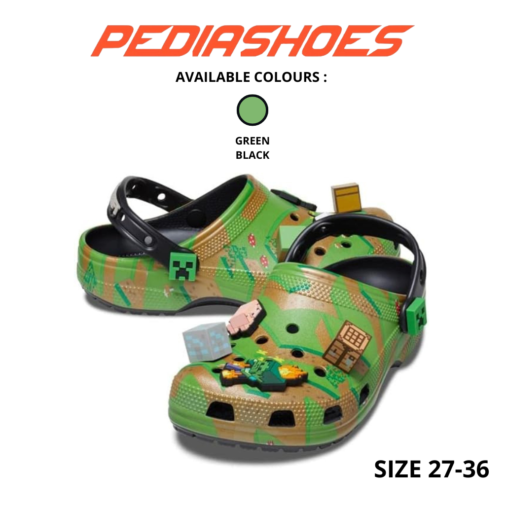 CROCS CLASSIC MINECRAFT/CROCS KIDS/CROCS MINECRAFT KIDS/SANDAL ANAK KARAKTER MINECRAFT (INCLUDE JIBB