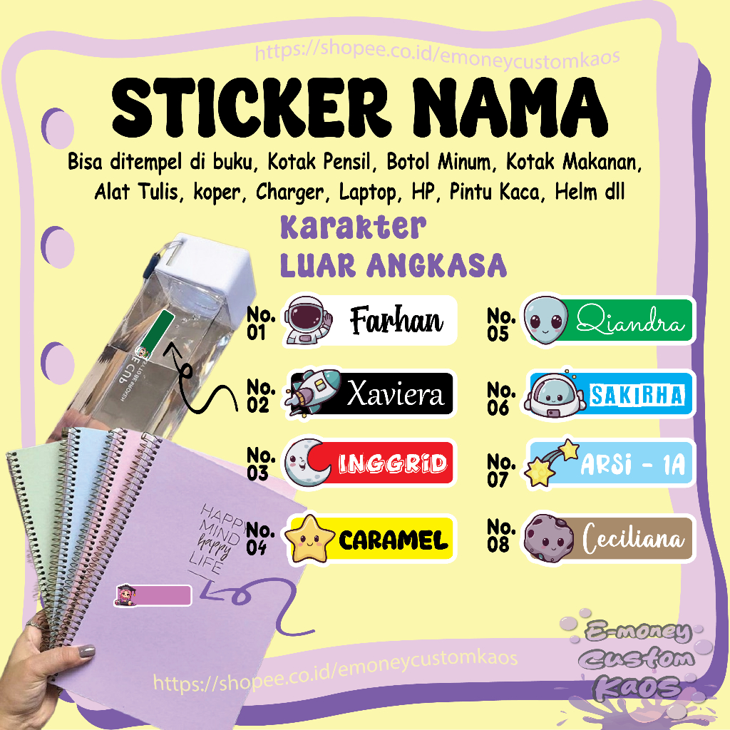 

STICKER LABEL NAMA ASTRONOT ROKET LUAR ANGKASA CUTE STIKER CUSTOM LEBEL PREMIUM MURAH LUCU BISA TEMPEL DI BUKU KOTAK PENSIL HELM BOTOL MINUM KOTAK MAKANAN ALAT TULIS KOPER LAPTOP HP PINTU KACA